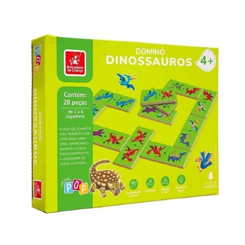 Brinquedo Jogo de Dominó Dinossauro 28 Peças