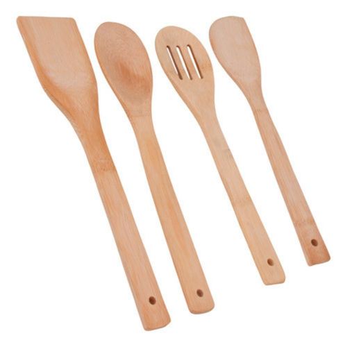 Kit Utensílios De Cozinha Bambu 4 Peças