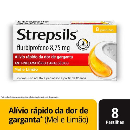 Strepsils 8,75mg Sabor Mel e Limão 8 Pastilhas