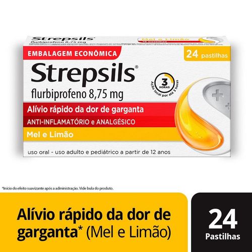 Strepsils 8,75mg Sabor Mel e Limão 24 Pastilhas