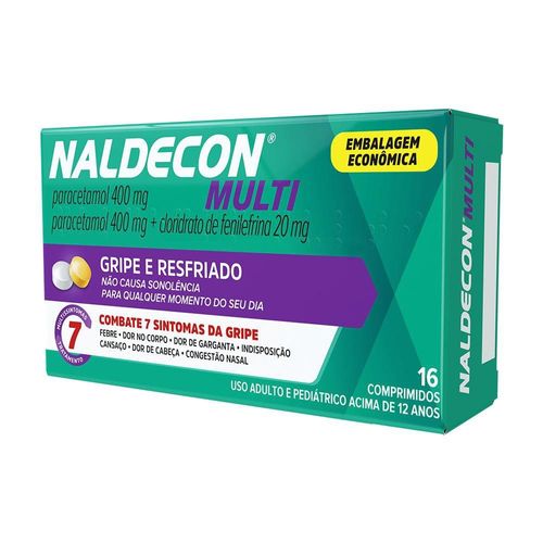Naldecon Multi Paracetamol 800mg + Cloridrato Fenilefrina 20mg 16 Comprimidos