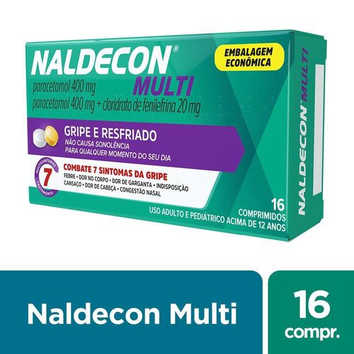 Naldecon Multi Paracetamol 800mg + Cloridrato Fenilefrina 20mg 16 Comprimidos
