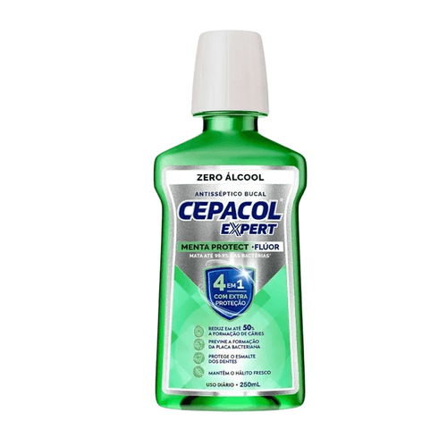 Enxaguante Antisséptico Bucal Cepacol Expert Menta Protect + Flúor Sem Álcool 250ml