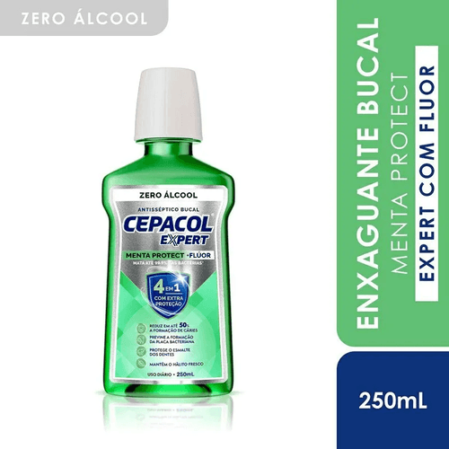 Enxaguante Antisséptico Bucal Cepacol Expert Menta Protect + Flúor Sem Álcool 250ml