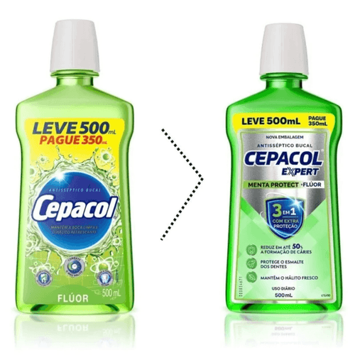 Enxaguante Bucal Antisséptico Cepacol Flúor 500mL