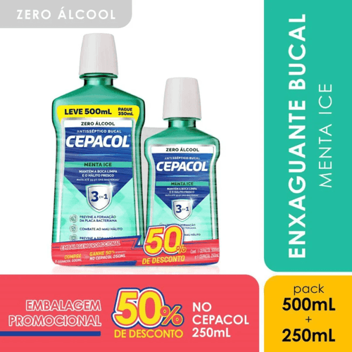 Kit Enxaguante Bucal Sem Álcool Cepacol Citrus Fusion 500ml + 250ml