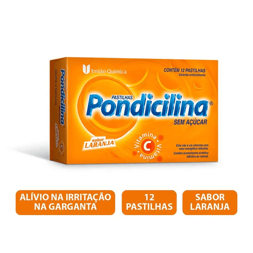 Pondicilina Vitamina C Laranja com 12 Pastilhas para Garganta