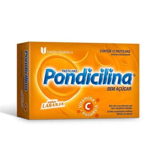 Pondicilina Vitamina C Laranja com 12 Pastilhas para Garganta