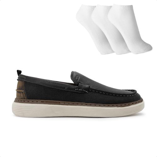 Sapato Democrata Clash Denim Masculino + 3 Pares de Meias