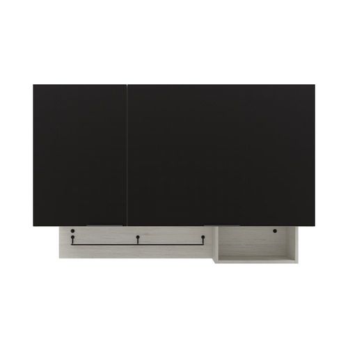 Armário Aéreo Bartira Rubi com 2 Portas, 2 Prateleiras e 120cm de Largura - Freixo/Preto Poah