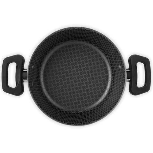 Caçarola Multiflon Essencial em Alumínio com Revestimento Interno Antiaderente e Tampa de Vidro com Saída de Vapor 24 cm – Grafite