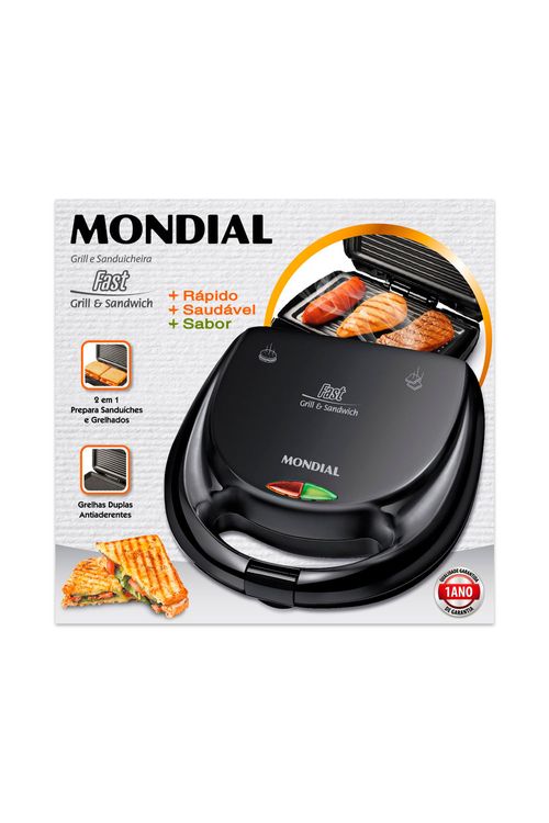 Grill e Sanduicheira Mondial Fast Grill S12 Preta - 750W 127V