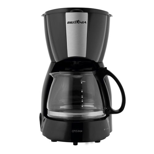 Cafeteira Elétrica 15 Xícaras Britânia CP15 Preta com Prata 220V