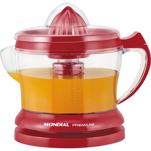 Espremedor 1.25L Mondial Premium E-23 com Dupla Rotação e Acionamento Automático Vermelho 220V