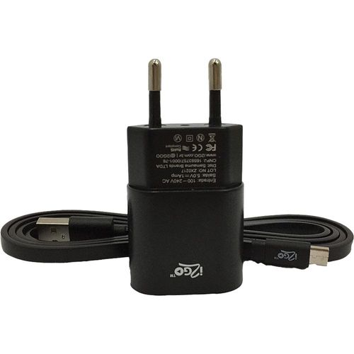 Kit Carregador de Parede com Cabo Micro USB I2GO I2GKIT009BK Preto