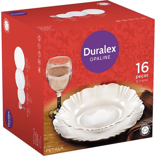 Jogo de Jantar 16 Peças de Vidro com Taças Windsor Pétala  Duralex