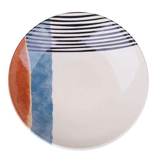 Kit 6 Pratos Fundo de Cerâmica 21cm Abstrata Porto Brasil Coup