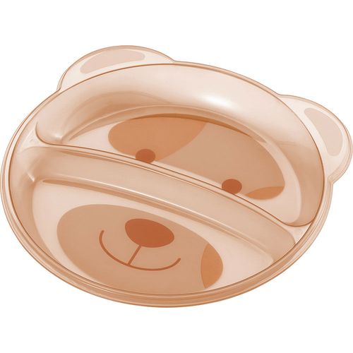 Prato Raso com Divisória Funny Meal Multikids Urso Laranja