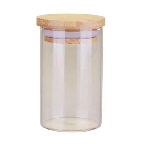 Porta Mantimento de Vidro Redondo 150ml com Tampa de Bambu Casa do Chef