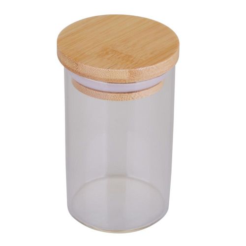 Porta Mantimento de Vidro Redondo 150ml com Tampa de Bambu Casa do Chef