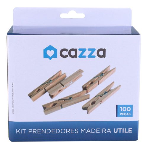 Conjunto de Pregadores Madeira 100 Peças Utile Cazza
