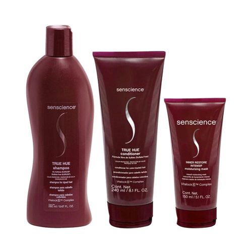 Senscience True Hue Shampoo 280ml + Condicionador 240ml + Máscara Inner Restore Intensif Moisturizing 150ml