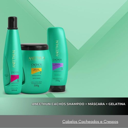 Aneethun Cachos Shampoo 300ml + Máscara 500g + Gelatina 250g