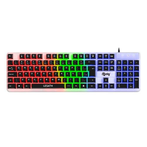 Teclado Gamer RGB Lesath ELG TGLH Branco