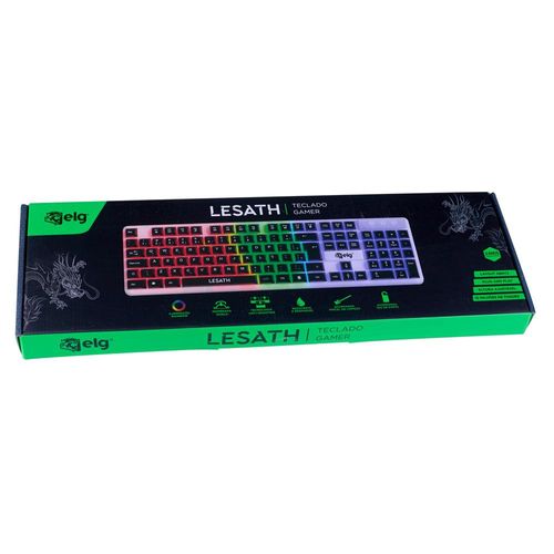 Teclado Gamer RGB Lesath ELG TGLH Branco
