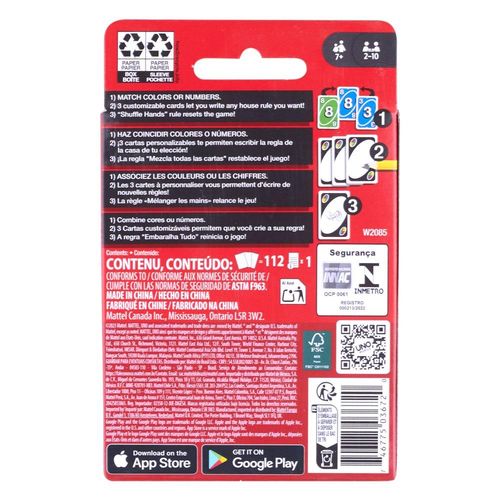 Jogo De Cartas Uno Original Mattel