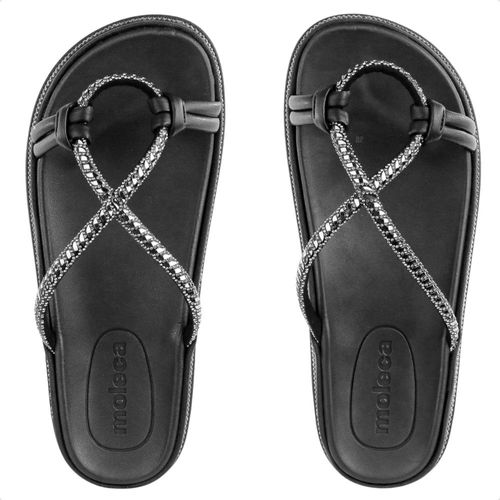 Sandália Papete Moleca Strass Feminina