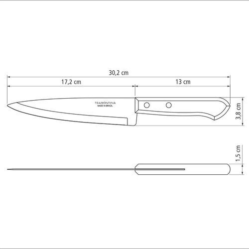 Faca de Cozinha Tramontina Dynamic em Inox com Cabo de Madeira 7"