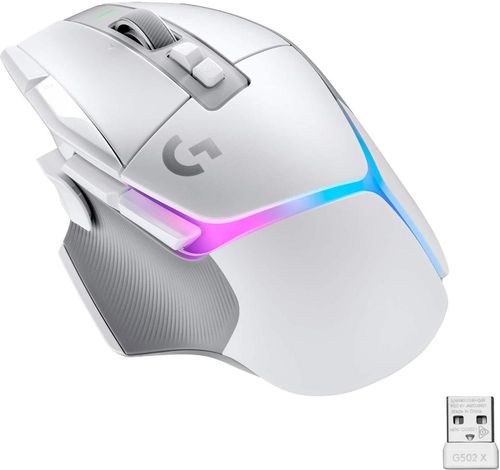 Logitech - Mouse para jogos sem fio G502 X PLUS LIGHTSPEED com sensor HERO 25K - Branco-910-006169