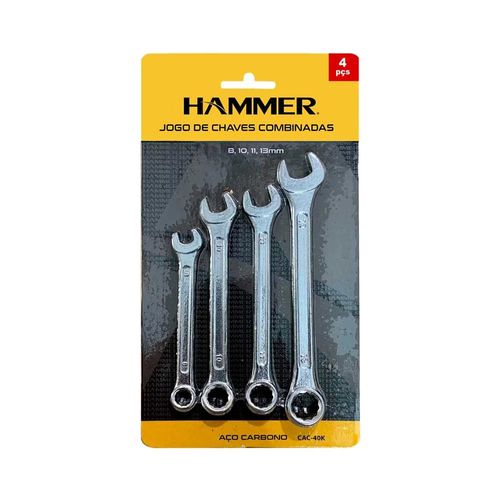 Kit Chave Combinada Hammer Aço Carbono 8,10,11,13mm 4 Peças