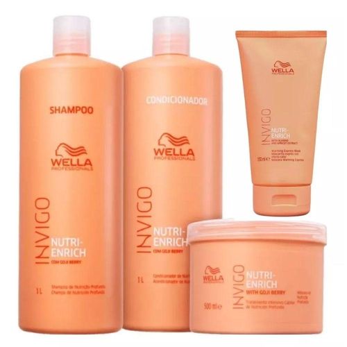 Wella Nutri-Enrich Shampoo e Condicionador 1L + Máscara 500ml + Warm Express Mask 150ml
