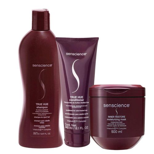 Senscience True Hue Shampoo 280ml + Condicionador 240ml + Máscara Inner Hidratação 500ml