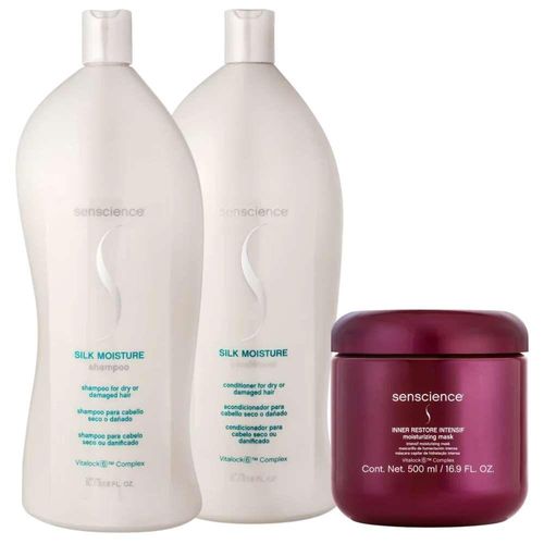Senscience Silk Moisture Shampoo + Condicionador 1L + Inner Hidratação 500ml