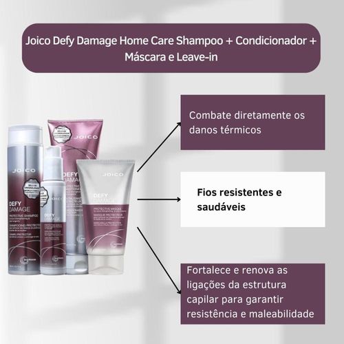 Joico Defy Damage Home Care Shampoo + Condicionador + Máscara e Leave-in