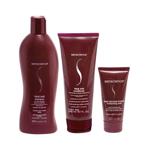 Senscience True Hue Shampoo 280ml + Condicionador 240ml + Máscara Inner Restore Intensif Moisturizing 50ml