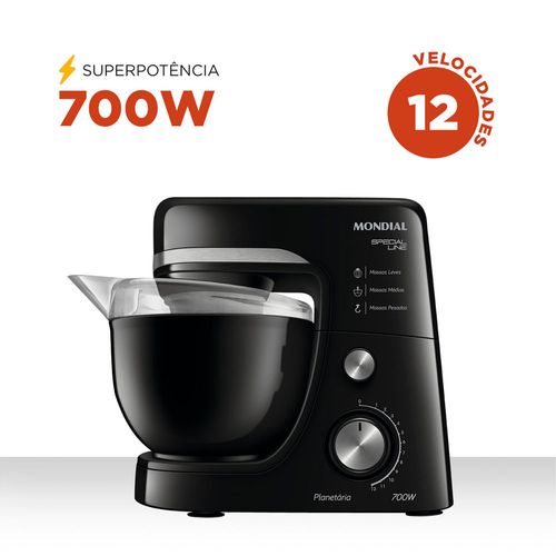 Batedeira Planetária Mondial Special Line B48BSL Preto com Inox 110V