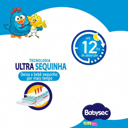 Kit 2 Fraldas Babysec Ultrasec Jumbo Galinha Pintadinha XXG com 16 unidades