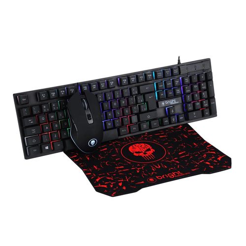 Kit Gamer Teclado USB com Mouse e Mousepad Bright 0542