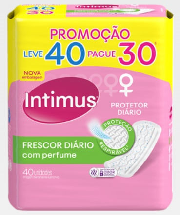 Protetor Diário Intimus Days com Perfume Sem Abas Leve 40 e Pague 30 Unidades