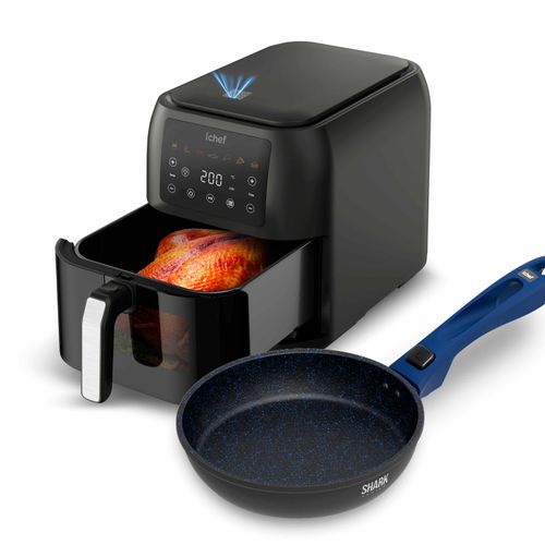 Fritadeira Elétrica Airfryer Max Space 8L e Panela Ichef Ultra Azul Sauté Petit 20cm