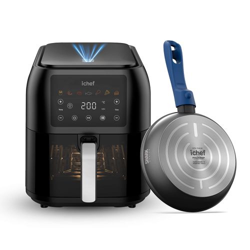 Fritadeira Elétrica Airfryer Max Space 8L e Panela Ichef Ultra Azul Sauté Petit 20cm