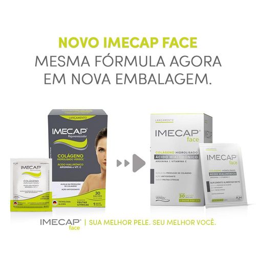 Imecap Face 30 Sachês - Colágeno Hidrolisado e Ácido Hialurônico Imecap Face 30 Sachês - Colágeno Hidrolisado e Ácido Hialu