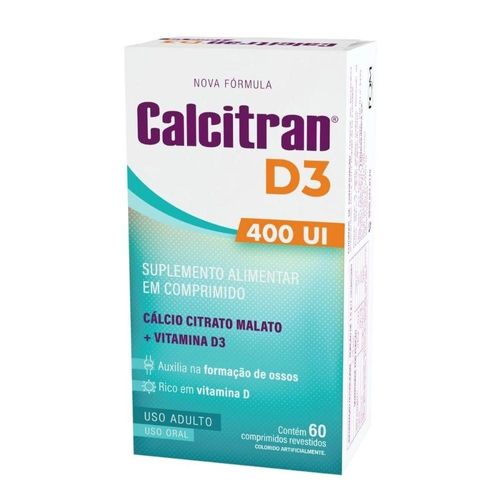 Calcitran D3 400UI 60 Comprimidos - Cálcio Citrato Malato com Vitamina D