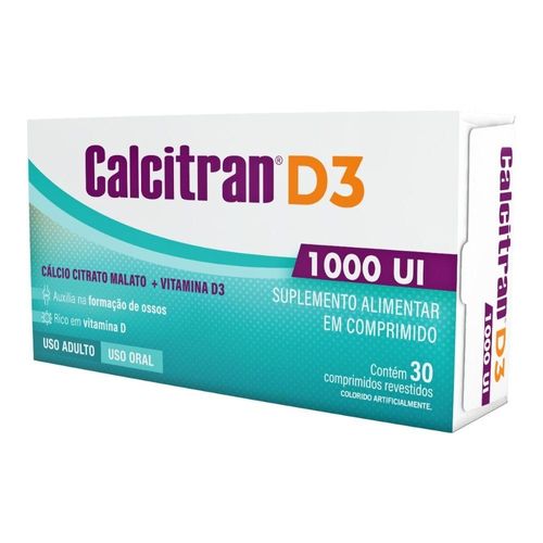 Calcitran D3 1.000UI 30 Comprimidos - Cálcio Citrato Malato com Vitamina D