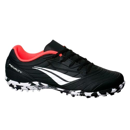 Chuteira Penalty Society Matis XXII Infantil Preto Branco Laranja