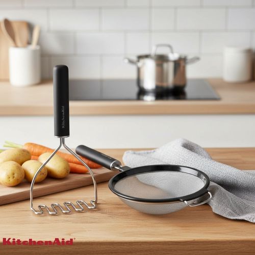 Jogo Peneira e Amassador Batatas Cozinha Preto KitchenAid